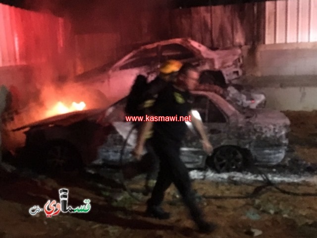    كفرقاسم : عمل تخريبي وهدم جدار وحرق ثلاثة سيارات وبلطفا من الله لم تقع إصابات 